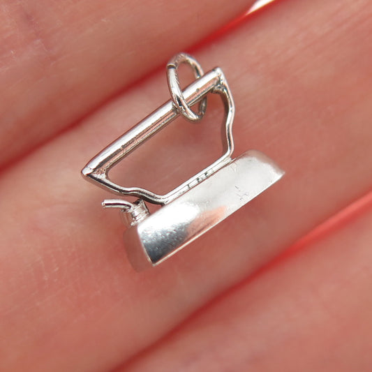 925 Sterling Silver Antique Retro Iron Oxidized Minimalist 3D Charm Pendant