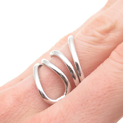 925 Sterling Silver Vintage Modernist Adjustable Bypass Ring Size 8.25