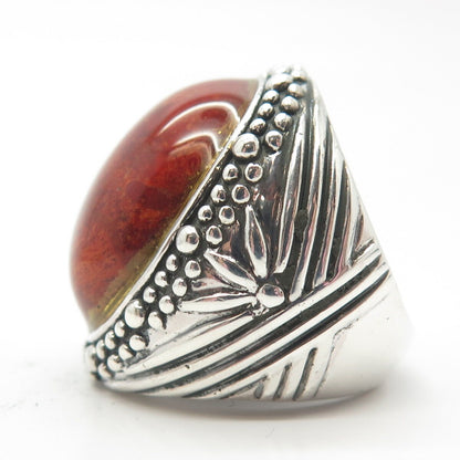 925 Sterling Silver Vintage Real Spiny Oyster Shell Granulated Dome Ring Size 7