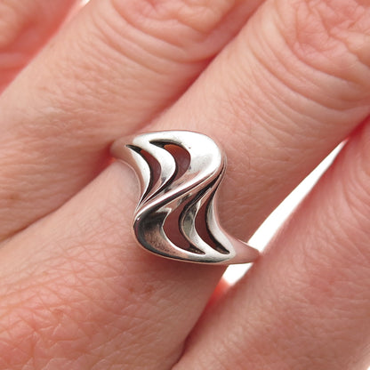 Shube 925 Sterling Silver Vintage Modernist Oxidized Ring Size 7.75