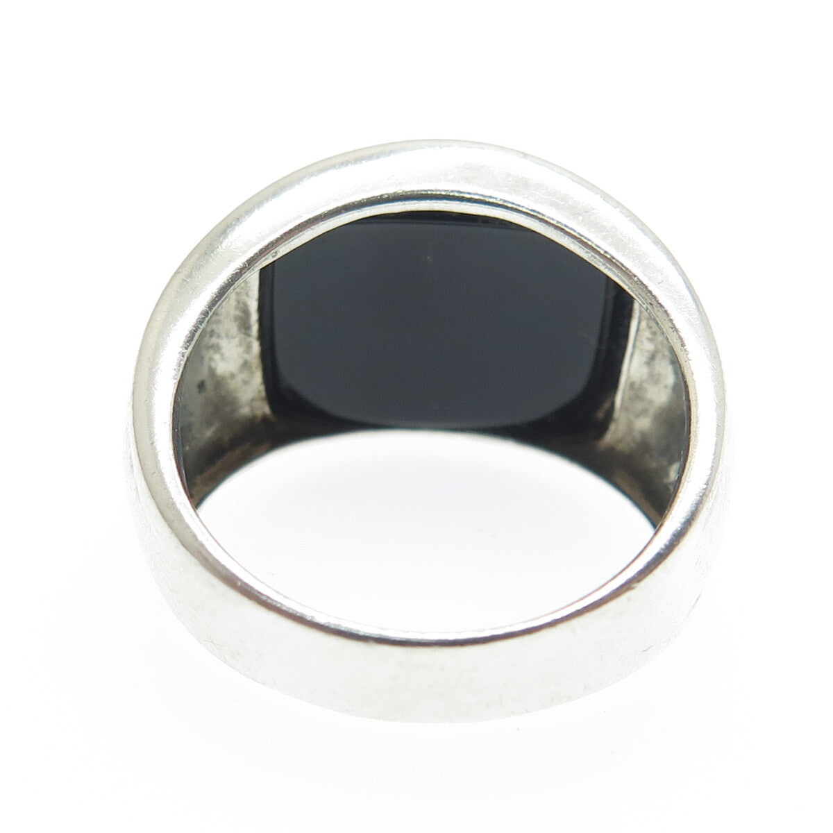 925 Sterling Silver Vintage Black Onyx Gem Twig Leaf Ring Size 7