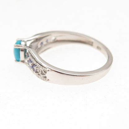 Chuck Clemency 925 Sterling Silver Real Turquoise & Tanzanite Ring Size 8