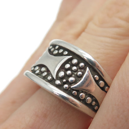 LABELLE 925 Sterling Silver Vintage Modernist Oxidized Ring Size 7