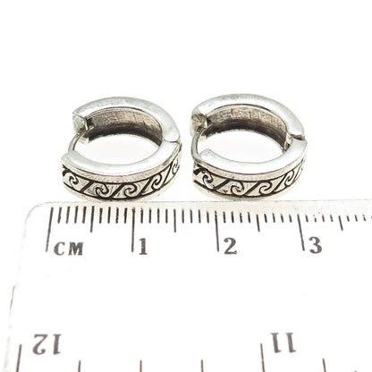 925 Sterling Silver Vintage Swirl Ethnic Hoop Earrings