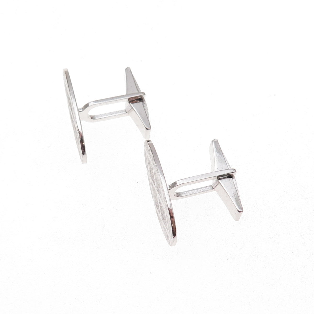 925 Sterling Silver Vintage Diamond-Shape Oval Cufflinks