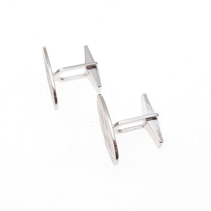 925 Sterling Silver Vintage Diamond-Shape Oval Cufflinks