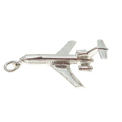 WELLS 925 Sterling Silver Vintage Airplane 3D Pendant