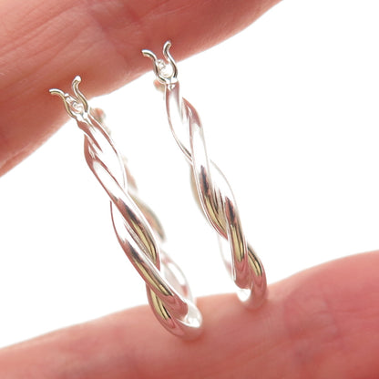 925 Sterling Silver Woven Hoop Earrings