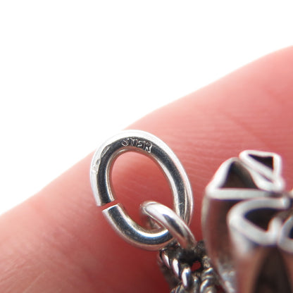 925 Sterling Silver Vintage Coin Bag Oxidized Minimalist 3D Charm Pendant