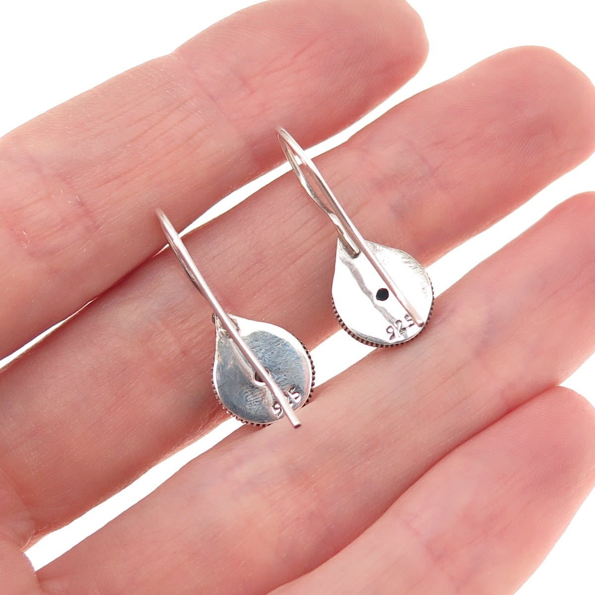 925 Sterling Silver Vintage Real Sleeping Beauty Turquoise Dangle Earrings