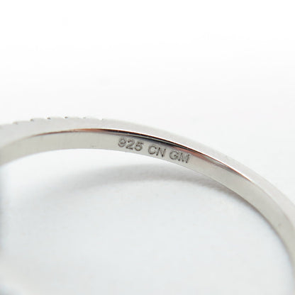 925 Sterling Silver Oval-Cut Shaped C Z Ring Size 6