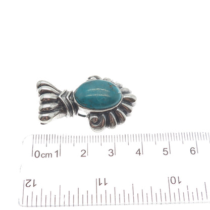 925 Sterling Silver Vintage Southwestern Real Kingman Turquoise Oxidized Pendant