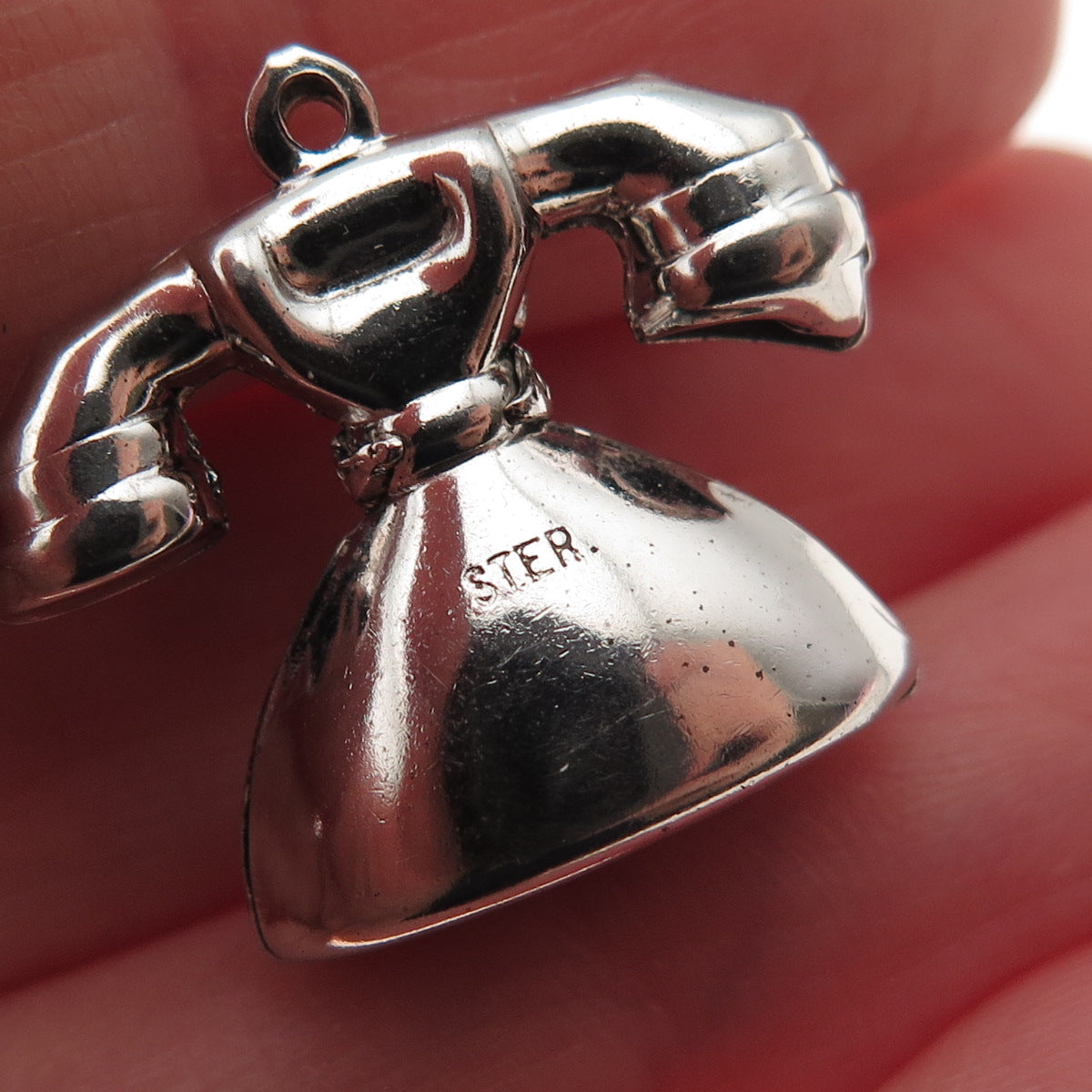 925 Sterling Silver Vintage Retro Rotary Phone 3D Mini Charm Pendant