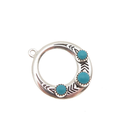 Old Pawn Sterling Silver Vintage Southwestern Turquoise Snake Eye Charm Pendant