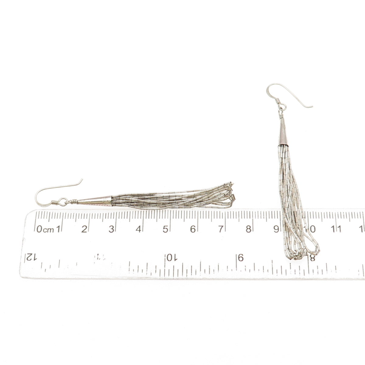 Old Pawn 925 Sterling Silver Vintage Southwestern Liquid Chain Dangle Earrings