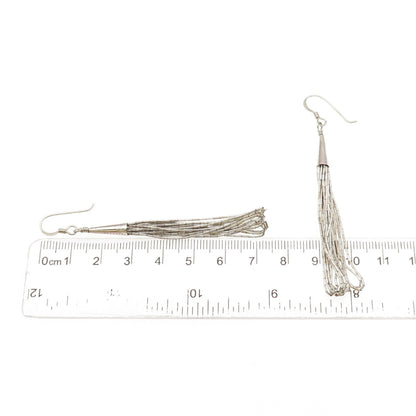 Old Pawn 925 Sterling Silver Vintage Southwestern Liquid Chain Dangle Earrings