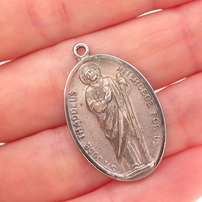 HMH Religious 925 Sterling Silver Antique Art Deco Saint Jude Thaddeus Pendant