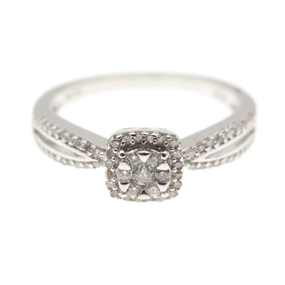 Sun 925 Sterling Silver Real Round-Cut Diamond Engagement Ring Size 7