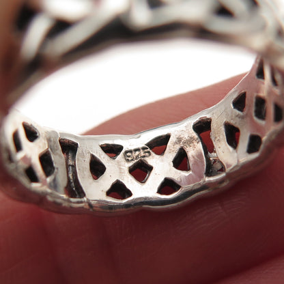 925 Sterling Silver Vintage Celtic Knot Oxidized Band Ring Size 5.5