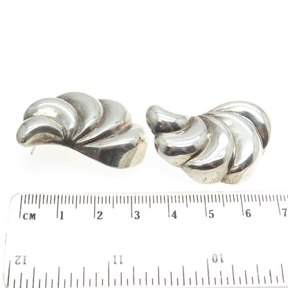 925 Sterling Silver Vintage Modernist Puffy Angel Wings Earrings