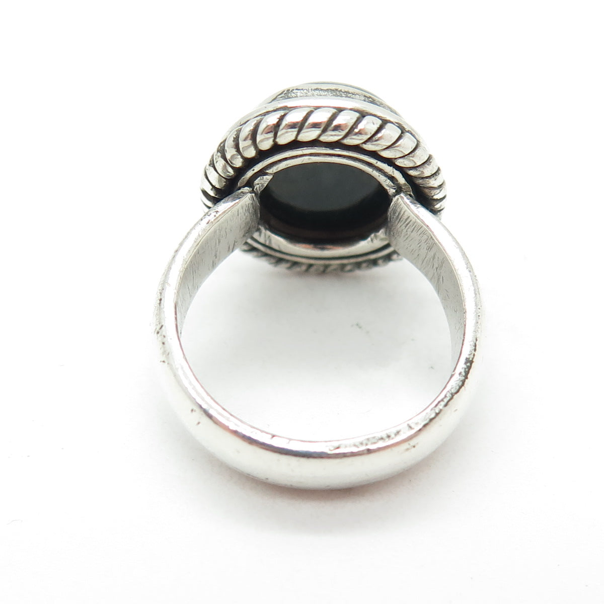 925 Sterling Silver Vintage Real Bloodstone Roped Oxidized Ring Size 6.25