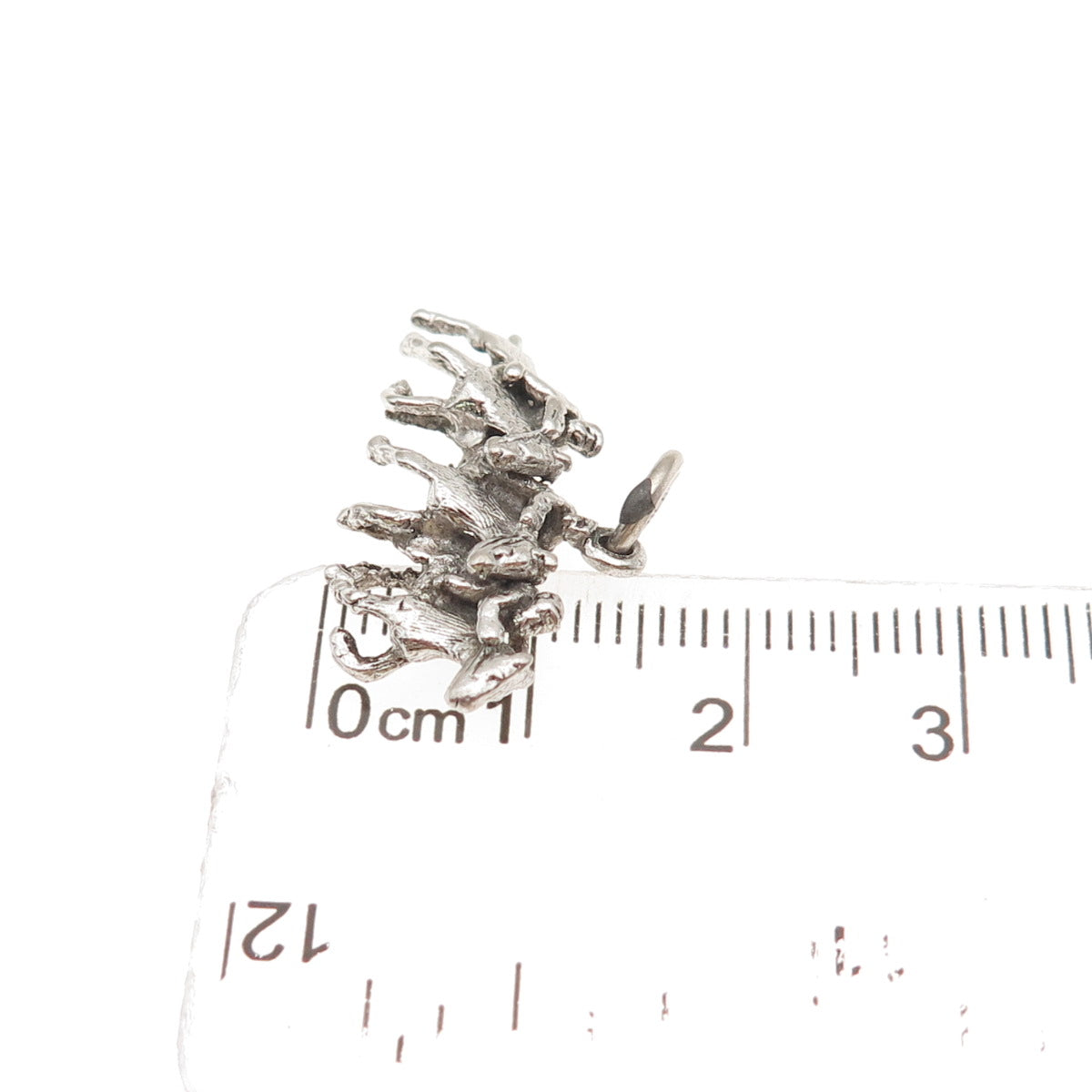 925 Sterling Silver Vintage Horse Racing Oxidized 3D Mini Charm Pendant