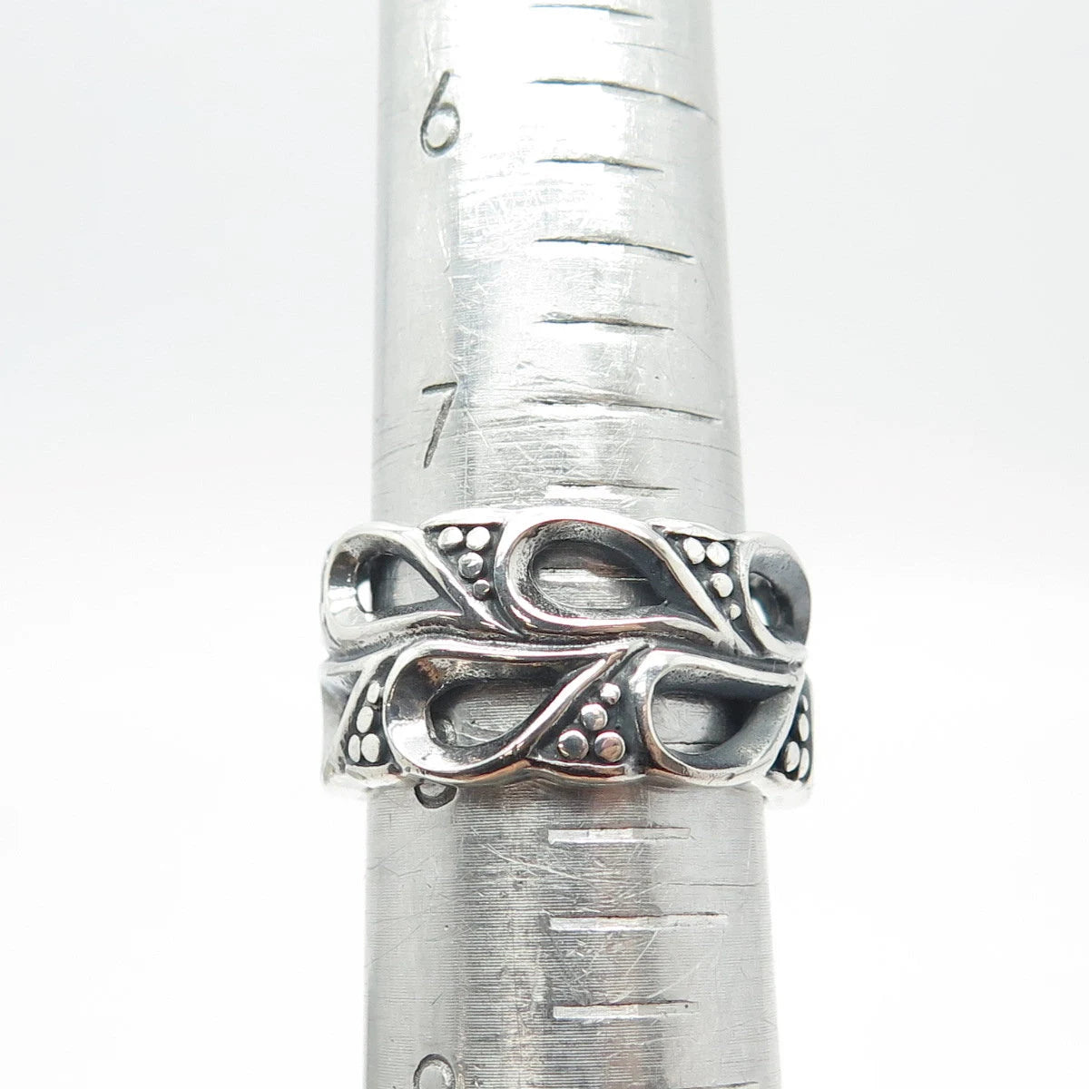 925 Sterling Silver Vintage Leaf Band Ring Size 8