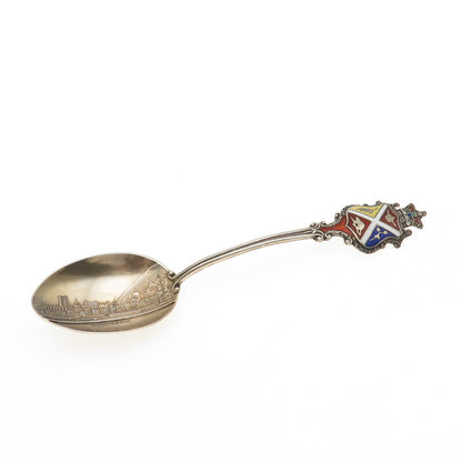 925 Sterling Silver Antique Art Deco Enamel Montreal Coat of Arms Coffee Spoon
