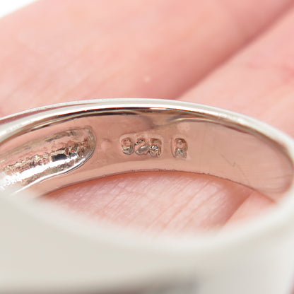 925 Sterling Silver Peach-Color C Z Modernist Statement Ring Size 9