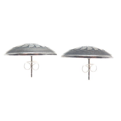 TSM THE SILVER MESA Old Pawn 925 Sterling Silver Vintage Turtle Tribal Earrings