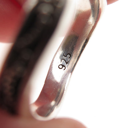 Lois Hill 925 Sterling Silver Vintage Granulated Wavy Oxidized Band Ring Size 9