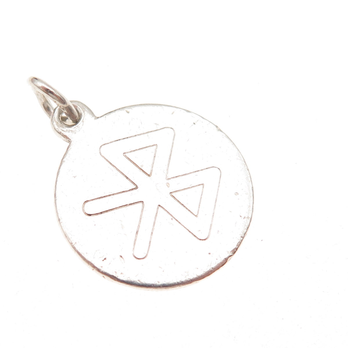Tiffany & Co. 925 Sterling Silver Vintage Bluetooth Logo Round Tag Charm Pendant