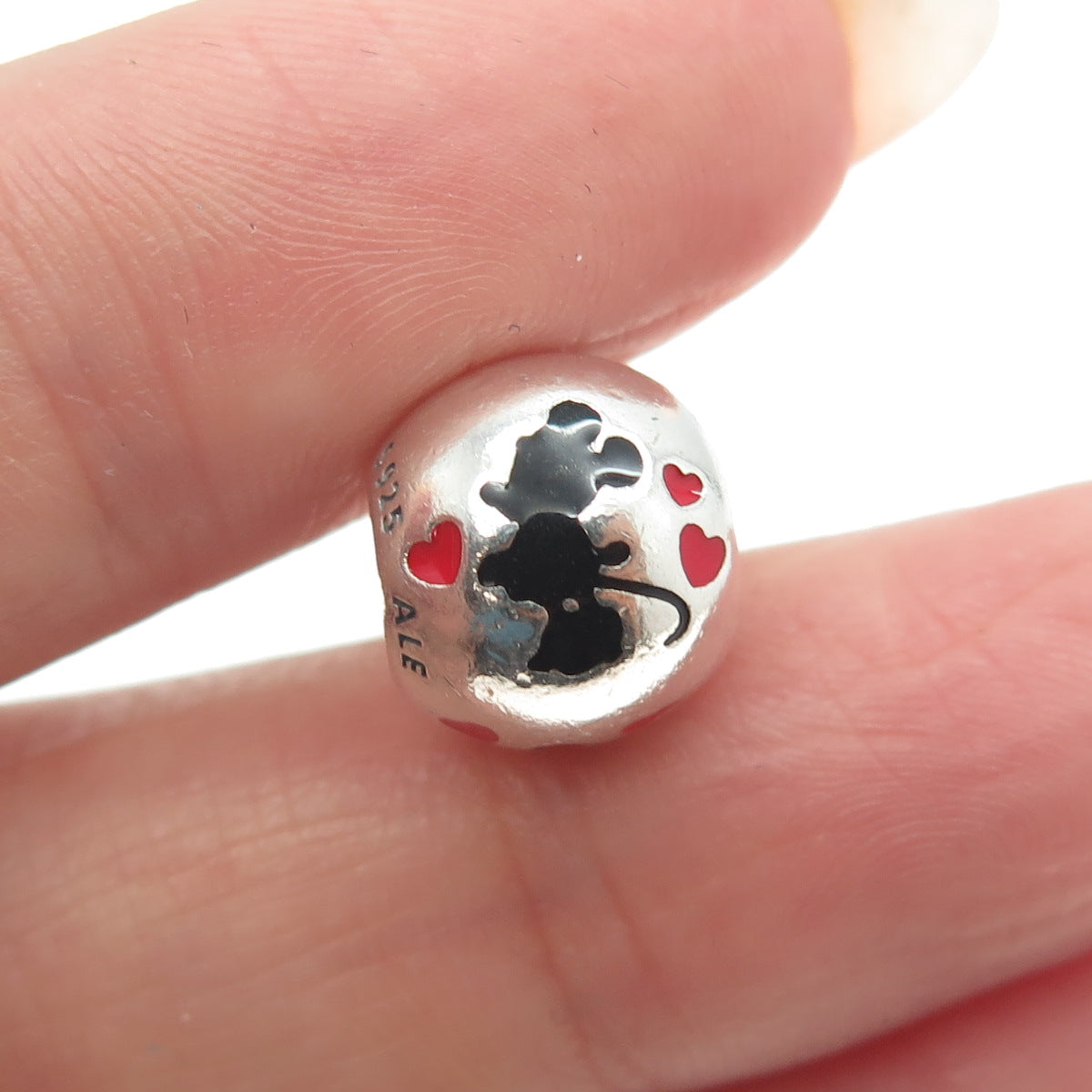 PANDORA 925 Sterling Silver Enamel Mickey & Minnie Mouse Disney Bead Charm