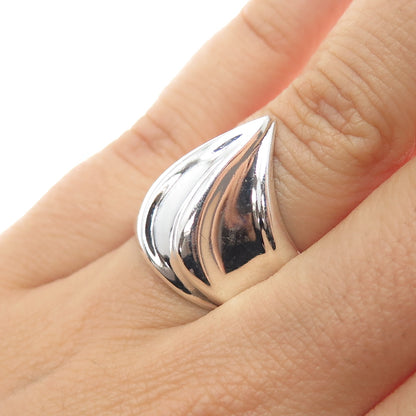 925 Sterling Silver Vintage Modernist Flame Ring Size 6.5