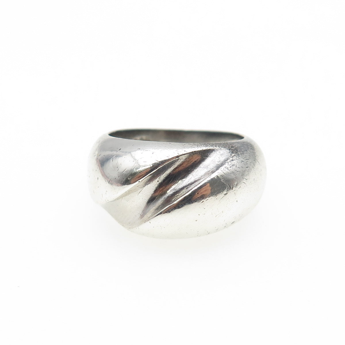 925 Sterling Silver Vintage Modernist Dome Oxidized Ring Size 6.25