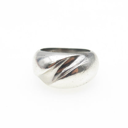 925 Sterling Silver Vintage Modernist Dome Oxidized Ring Size 6.25