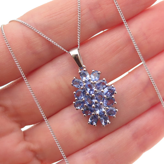 Chuck Clemency 925 Sterling Silver Real Tanzanite Cuban Chain Necklace 20"