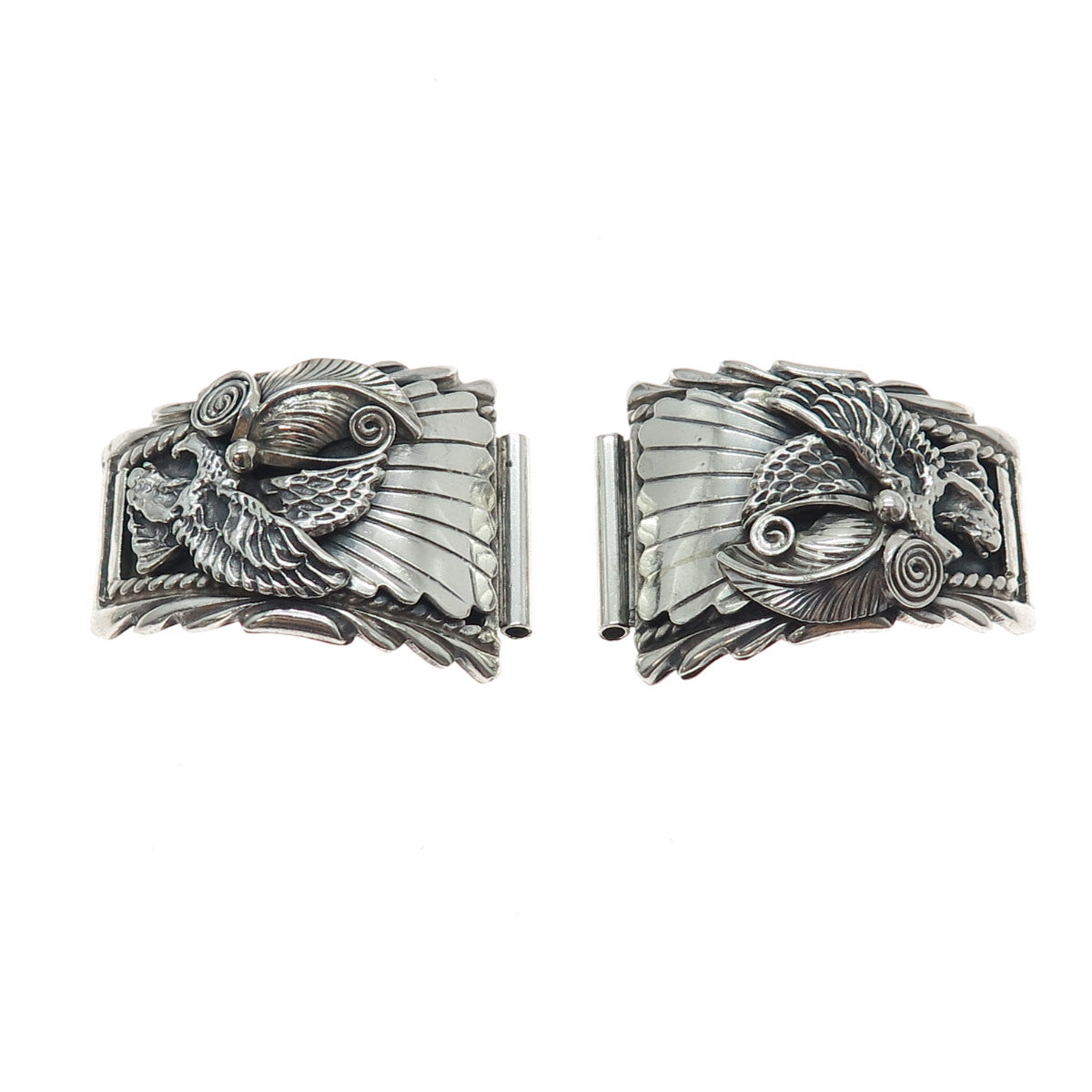 Old Pawn 925 Sterling Silver Vintage Southwestern Eagle Bird Watch Band Bracelet