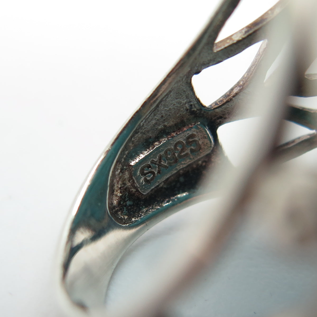 925 Sterling Silver Vintage Real Carved Mountain Turquoise Statement Ring Size 6