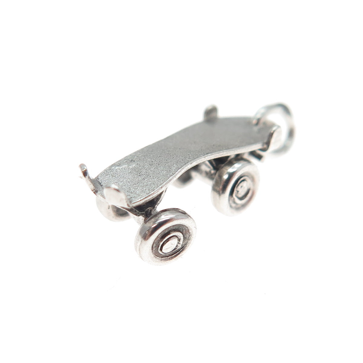 925 Sterling Silver Vintage Skateboard Minimalist Movable 3D Charm Pendant
