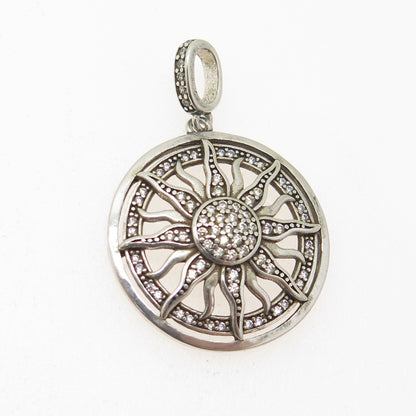 925 Sterling Silver Vintage Round-Cut C Z Sun Pendant