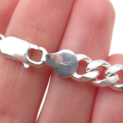 925 Sterling Silver Vintage Italy Curb Chain Necklace 22"