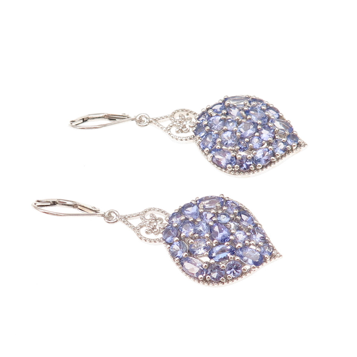 Chuck Clemency 925 Sterling Silver Real Tanzanite Dangle Earrings