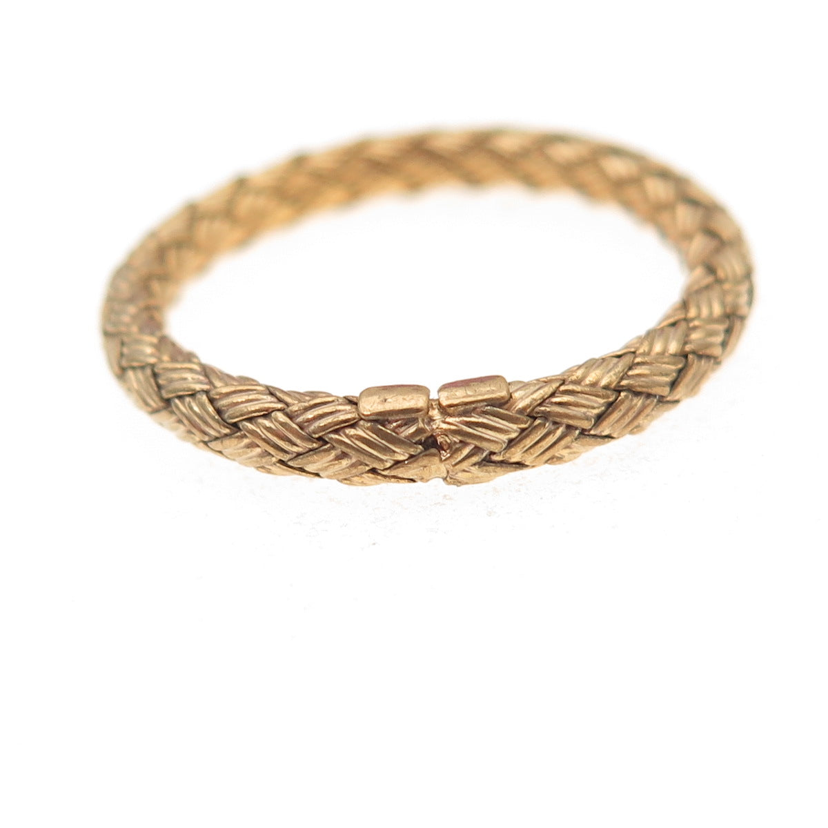 925 Sterling Silver Gold Plated Vintage Italy Braided Band Ring Size 7.75