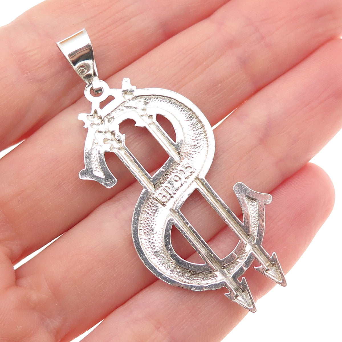 925 Sterling Silver Vintage Arrow Dollar Sign Charm Pendant