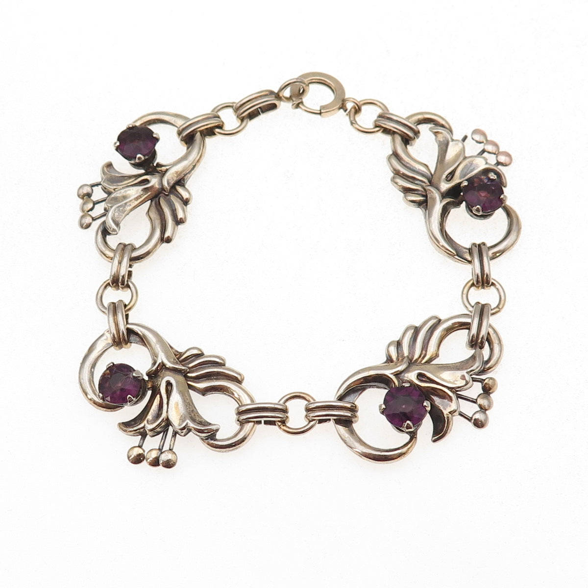 Harry Iskin 1/20 10K Gold Filled Antique Art Deco Real Amethyst Bracelet 6.75"