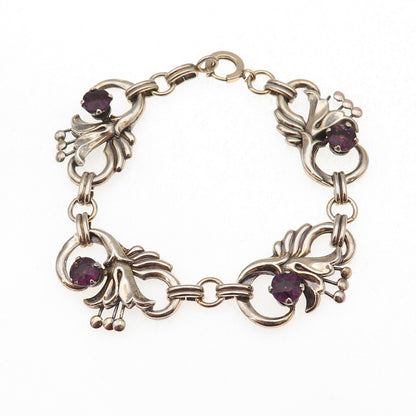 Harry Iskin 1/20 10K Gold Filled Antique Art Deco Real Amethyst Bracelet 6.75"