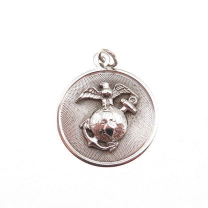 Town & Country 925 Sterling Silver Antique WWII US Marine Corps Charm Pendant