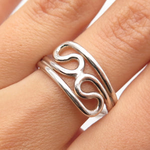 925 Sterling Silver Vintage Twisted Modernist Ring Size 9.75