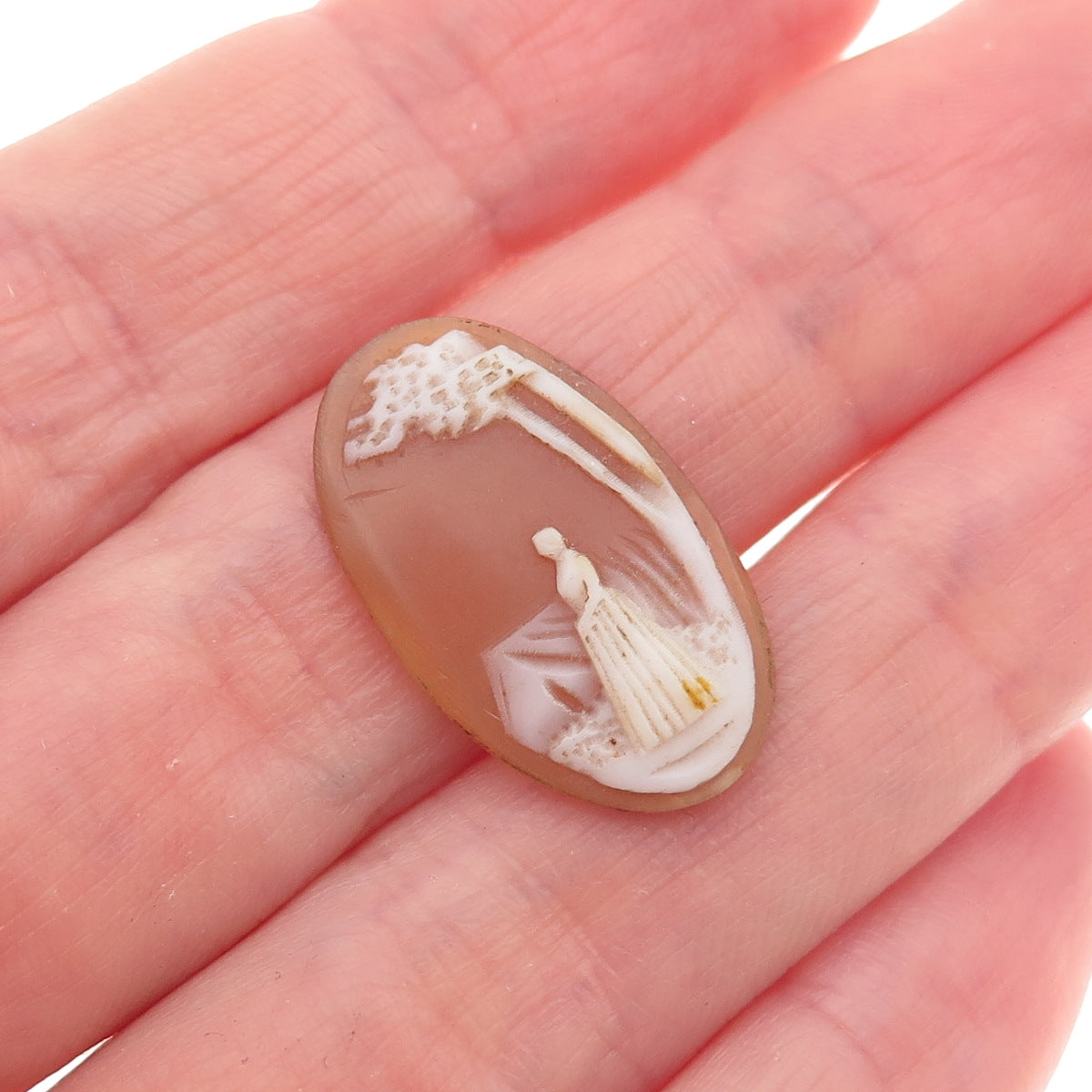 Antique Art Deco Real Mother-of-Pearl Lady Cameo